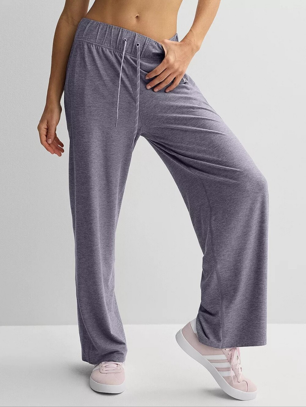 NWT FLX Wander High Rise Wide Leg Lounge Pants Mauve Sand Heathered Gray XS